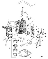 Блок цилиндров 4-Х ТАКТНОГО ПЛМ MERCURY 40 Серийный номер от 1C049739 и выше