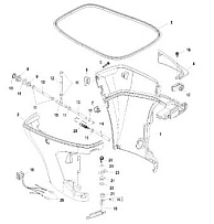 Низ капота 4-Х ТАКТНОГО ПЛМ MERCURY 115 Серийный номер от 1B227000 до 1B366822