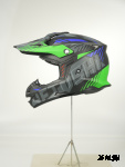 Шлем кроссовый HETOSHI OF836 EXOSS CROSS PRO MX289 цв.Черно-сине-зеленый Матовый р.M