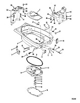 Нижний капот и выхлопная пластина 2-х тактного ПЛМ MERCURY 40 M Серийный номер от 9251456 и выше
