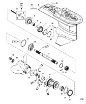 Корпус коробки передач, карданный вал 2.33:1 0T622485/ 0P222545 и выше 2-Х ТАКТНОГО ПЛМ MERCURY 55 Серийный номер от 0P017000 до 0P325499