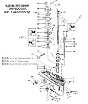 Корпус шестерни (приводной вал)(6 JAW REVERSE CLUTCH) 2-Х ТАКТНОГО ПЛМ MERCURY 75 Серийный номер от 9793577 до 0P016999