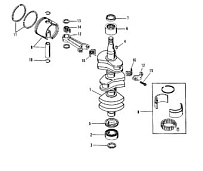 Коленчатый вал, поршни и шатуны 2-Х ТАКТНОГО ПЛМ MERCURY 50EO Серийный номер от 9683055 до 9885344