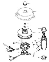 Маховик и стартер (50/60) 2-Х ТАКТНОГО ПЛМ MERCURY 50EO Серийный номер от 9885345 до 9973099