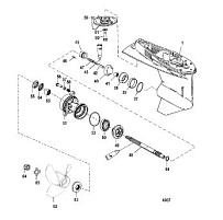 Корпус коробки передач, карданный вал - 1.64:1 передаточное число 2-Х ТАКТНОГО ПЛМ MERCURY 60 Серийный номер от 0T980000 и выше